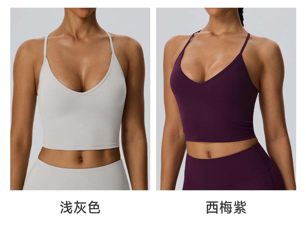 Wholesale Women’s Double-Brushed Sports Bra | Bulk Padded Running & Fitness Tank 62142 | fouregg