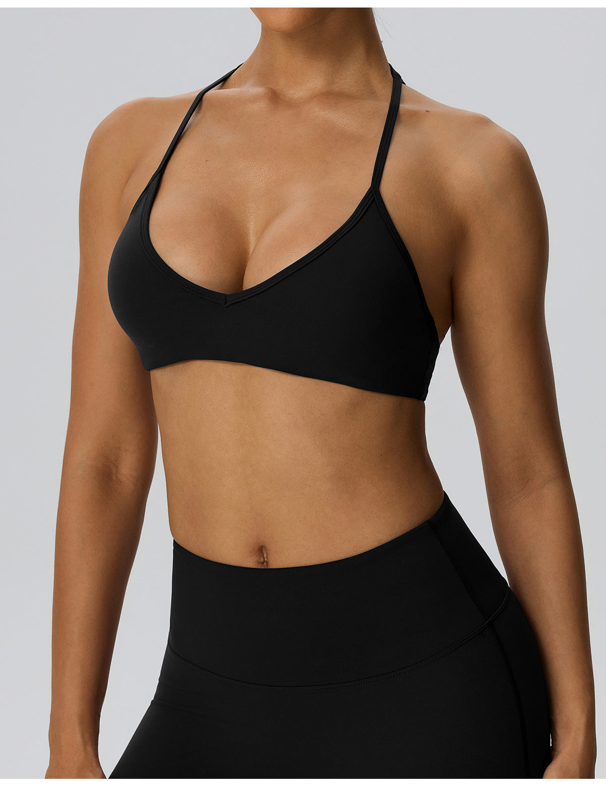 Wholesale Women’s Double-Brushed Sports Bra | Bulk V-Neck Halter Fitness & Yoga Wear 62767 | fouregg