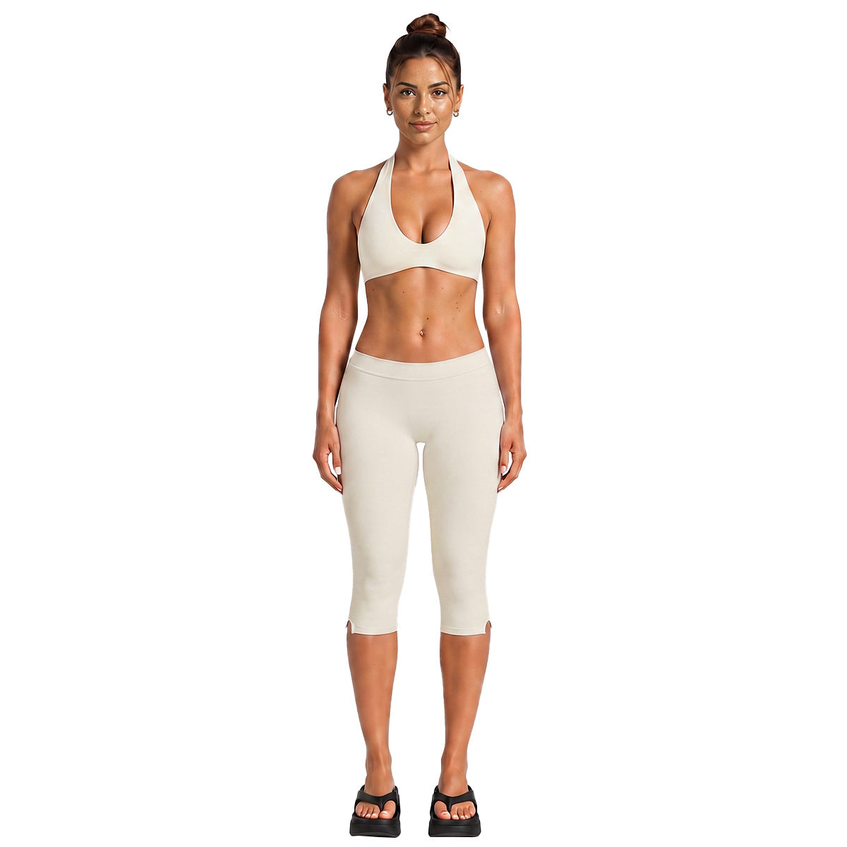 Wholesale Women’s Activewear Set | Halter Workout Top & Capri Pants for Running, Cycling & Pilates | fouregg