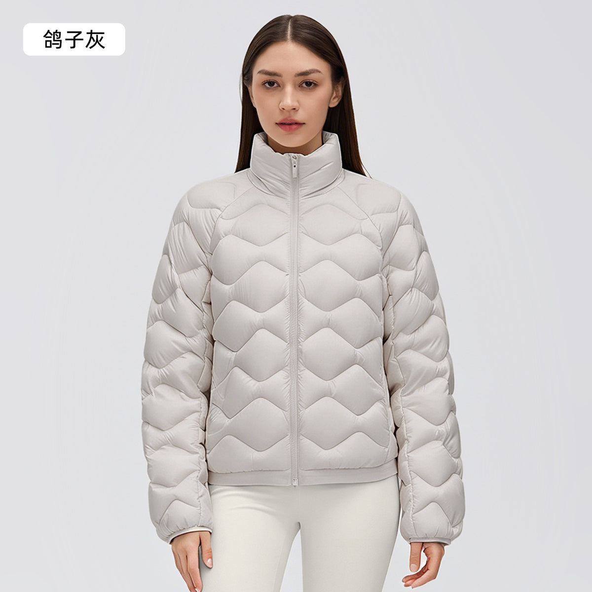 Wholesale Women’s Packable Puffer Jacket D26112 | Lightweight Thermal Outdoor Sports Outerwear | fouregg - Dove Gray