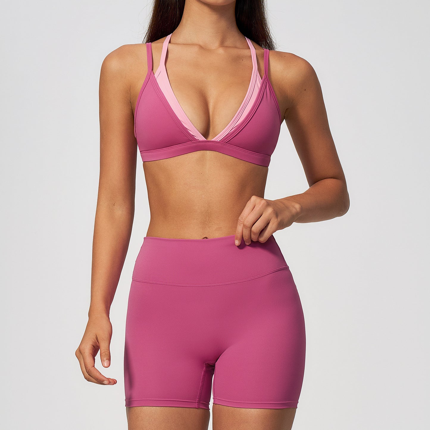 Ensemble de yoga Triangle Cup Fouregg Nude-Feel avec bretelles fines #6116