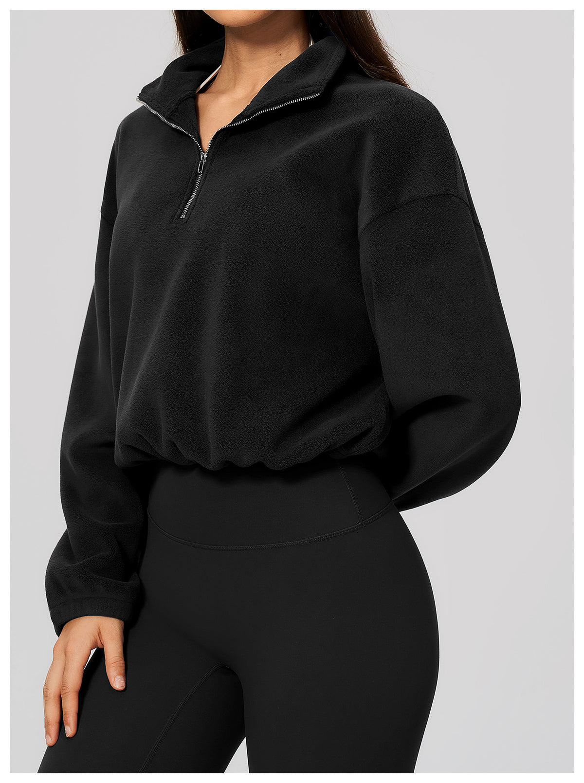 Wholesale Women’s Half-Zip Sports Top | Bulk Relaxed-Fit Color Block Sweatshirt 3619 | fouregg