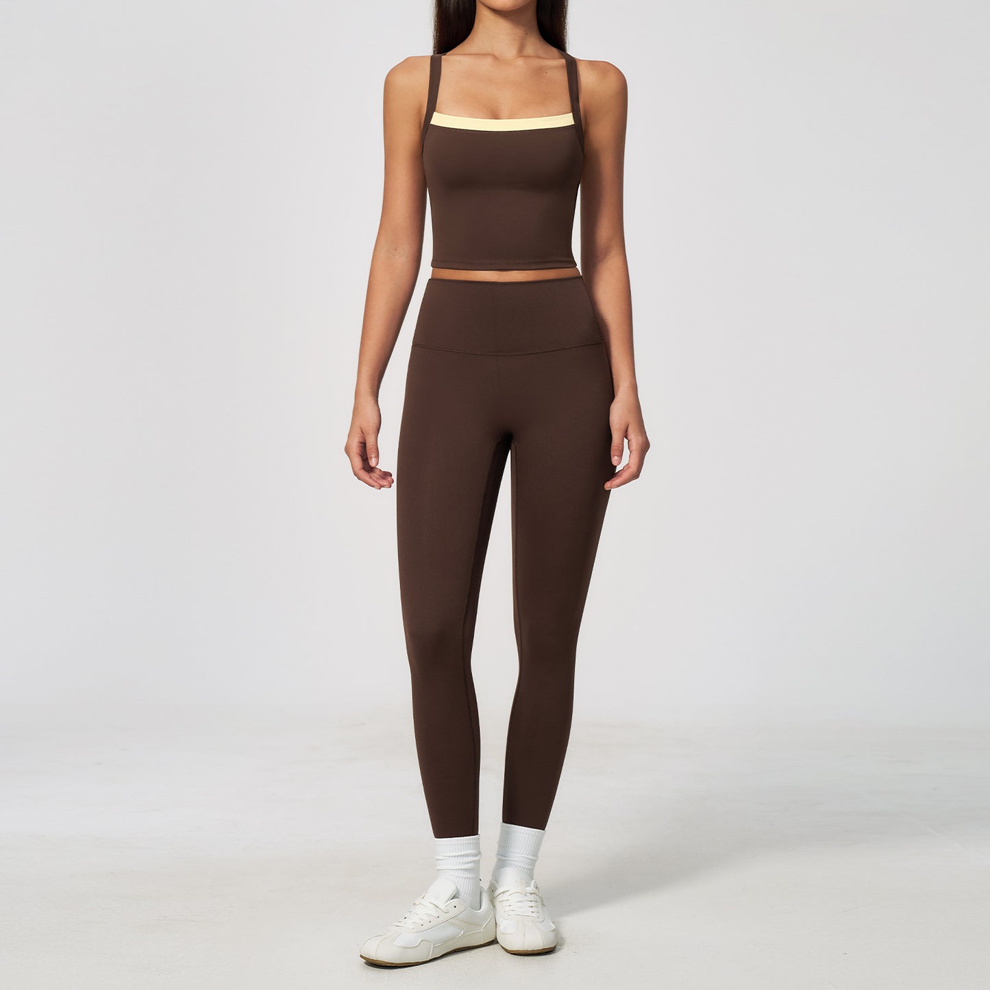fouregg Criss-Cross Back Yoga Set Quick-Dry Nude-Feel Gym Workout Set #6116