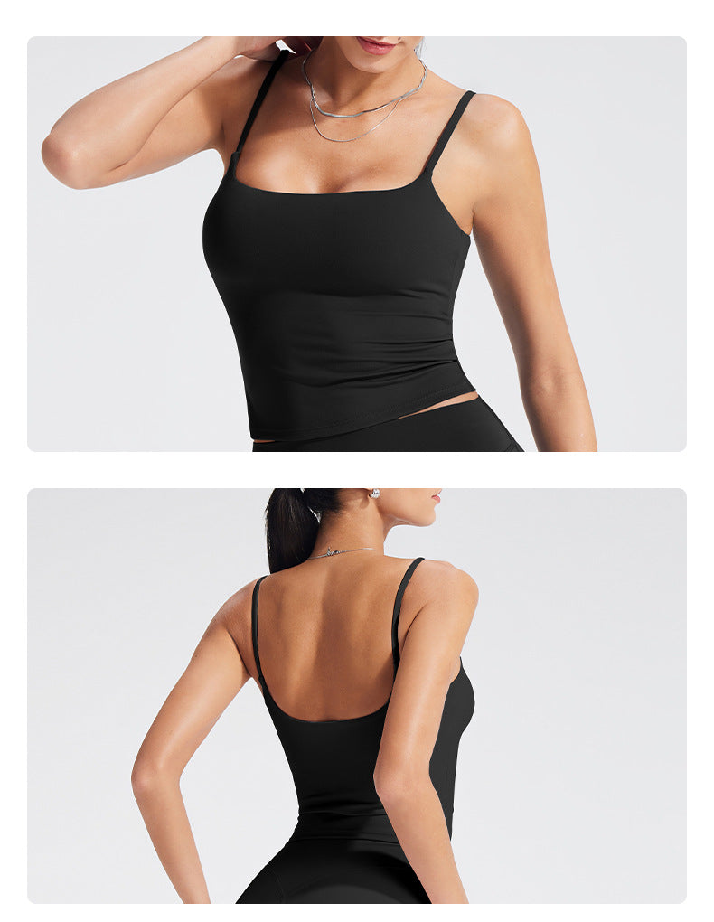 Wholesale Women’s Activewear Set | Backless Sports Tank & Color-Block High-Waisted Yoga Leggings | fouregg