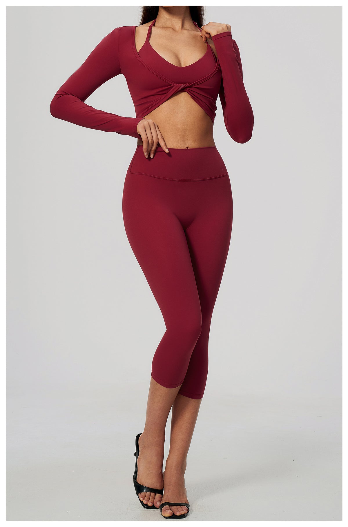 Wholesale Brushed Activewear Set 5529 | Tummy-Control, Butt-Lifting Yoga & Running Outfit | fouregg