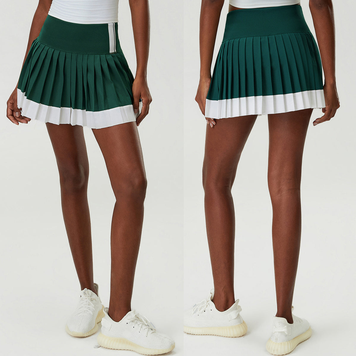 Wholesale Women’s High-Waist Sports Skort | Color-Block Anti-Exposure Skirt for Tennis & Running | fouregg - Vintage Green