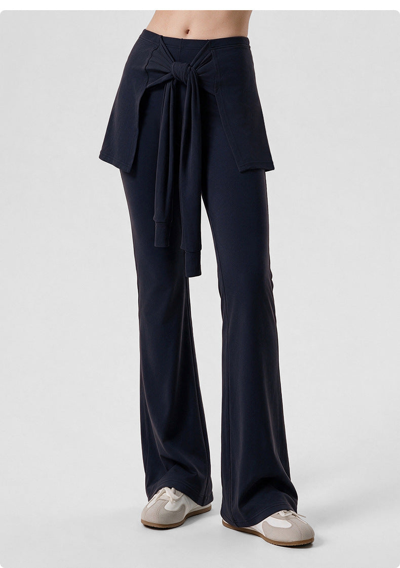 Wholesale Women’s Pilates Flare Leggings | Slimming Draped Wide-Leg Workout Pants | fouregg