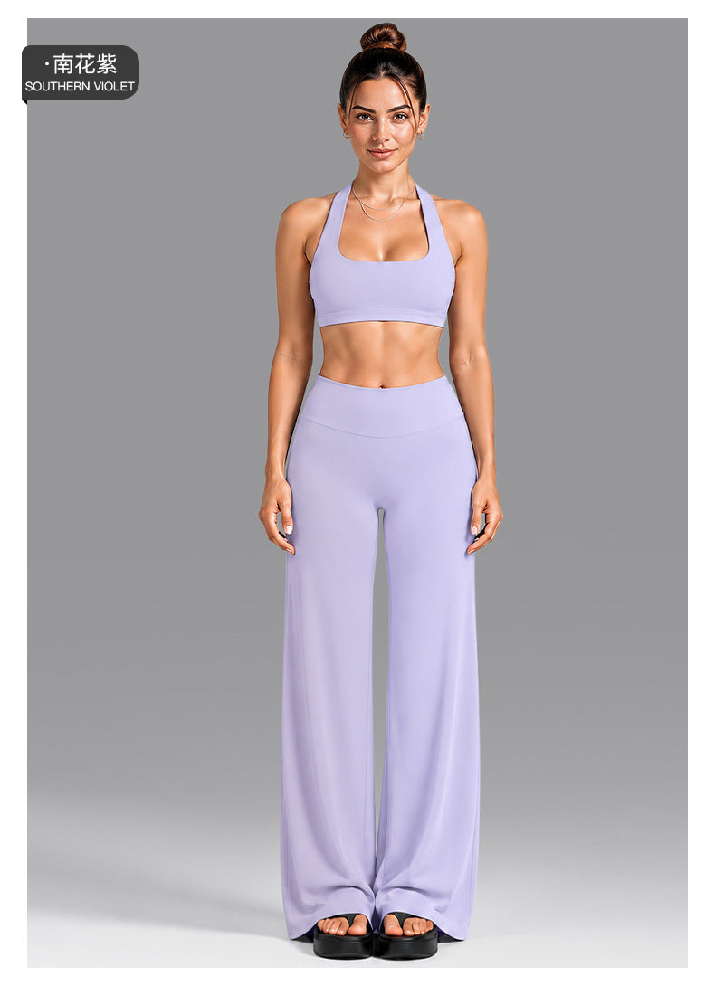 Wholesale Women’s Summer Activewear Set | Built-In Cup Halter Bra & Open-Back Pilates Outfit | fouregg