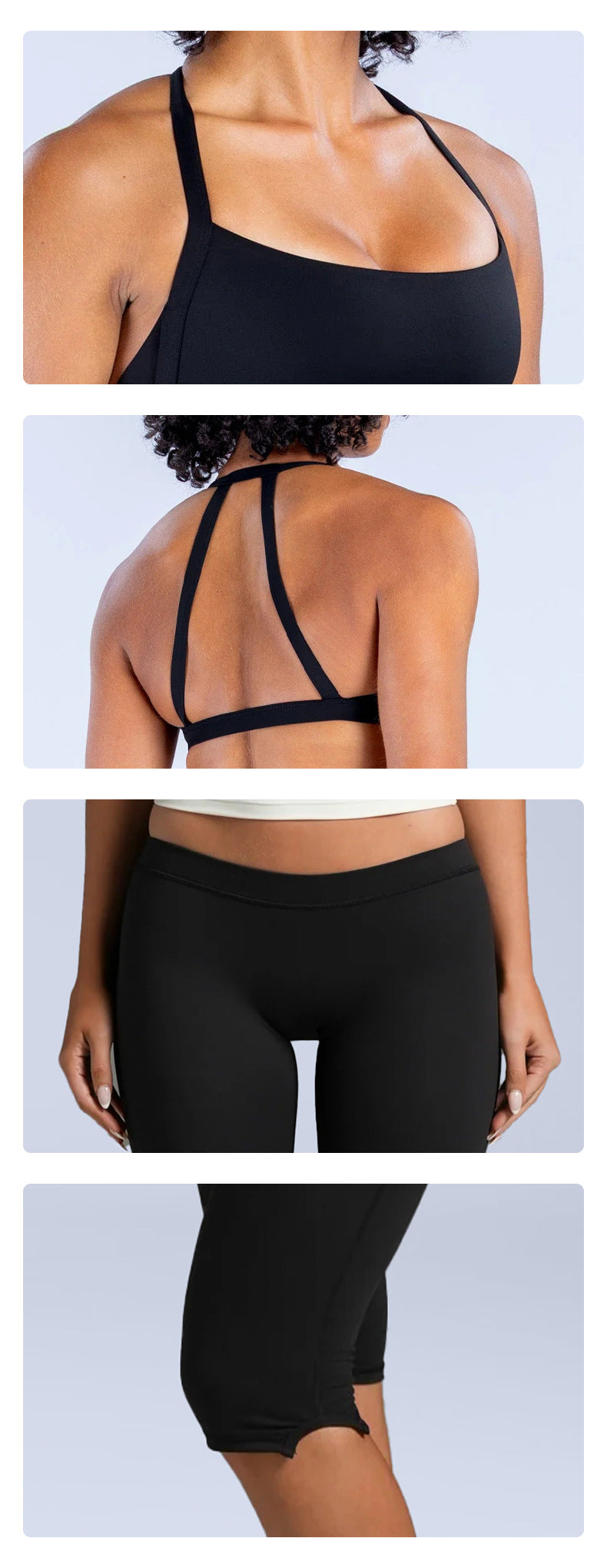 Wholesale Women’s Activewear Set | Quick-Dry Halter Bra & Low-Waist Cycling Shorts | fouregg