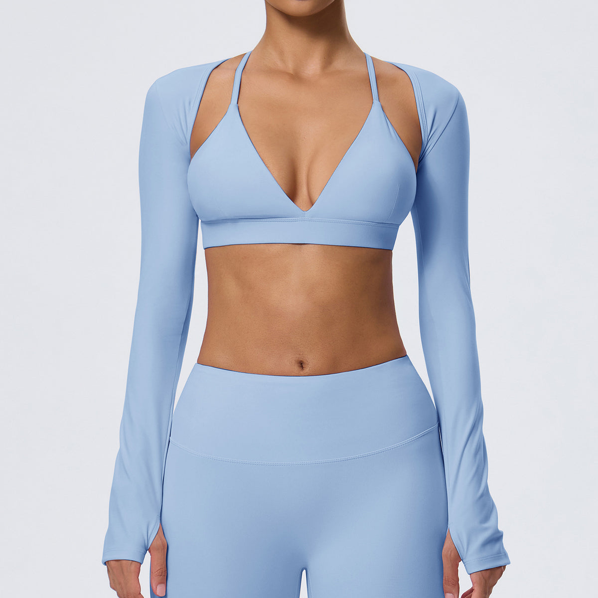 Wholesale Women’s Fitted Yoga Cover-Up | Bulk Double-Brushed Quick-Dry Activewear 62540 | fouregg - Misty Island Blue