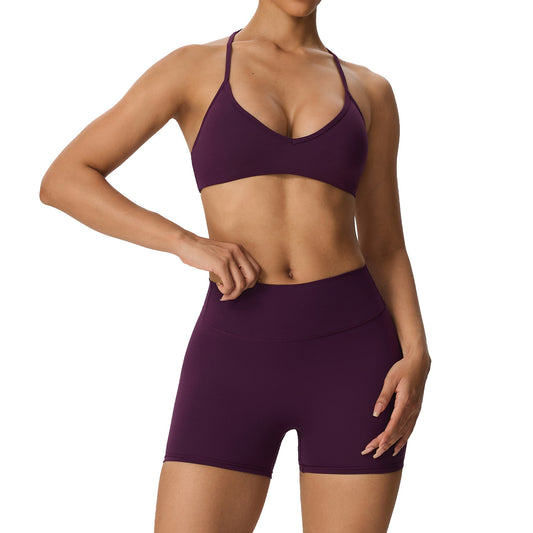 Wholesale Women’s 2-Piece Activewear Set | Bulk Brushed Sports Bra & Sculpting Biker Shorts | fouregg