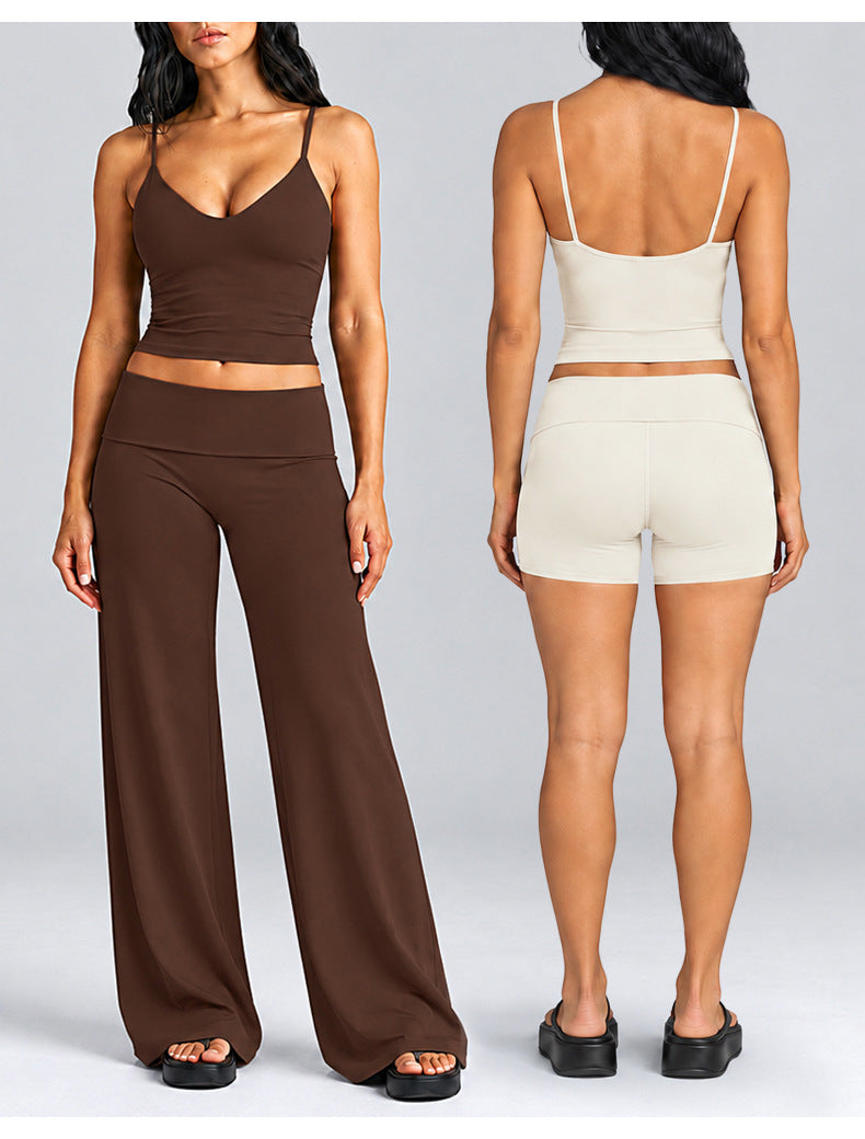 Wholesale Women’s Activewear Set | Quick-Dry Backless Sports Tank & High-Waisted Workout Pants | fouregg