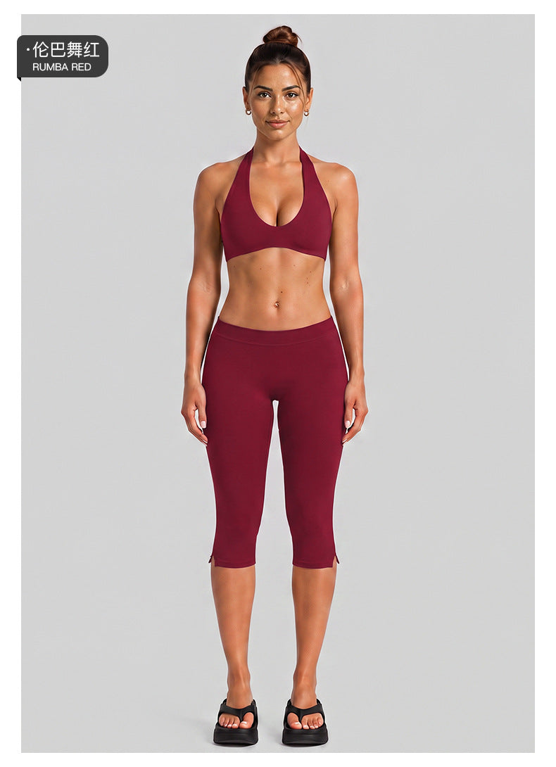 Wholesale Women’s Activewear Set | Halter Workout Top & Capri Pants for Running, Cycling & Pilates | fouregg
