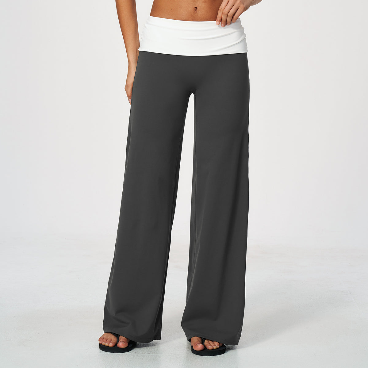 Wholesale Brushed Wide-Leg Yoga Pants | Bulk Butt-Lifting Activewear Pants 9666 | fouregg
