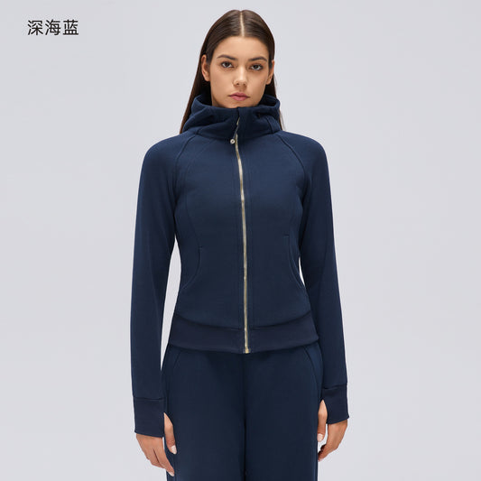 Wholesale Women’s Winter Puffer Jacket D26117 | Slimming Zip-Up Hooded Thermal Outerwear | fouregg - Deep Sea Blue