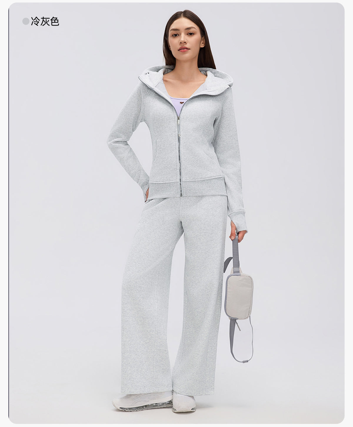 Wholesale Women’s Winter Workout Jacket D26115 | Warm Drawstring Waist Hooded Fitness Top | fouregg