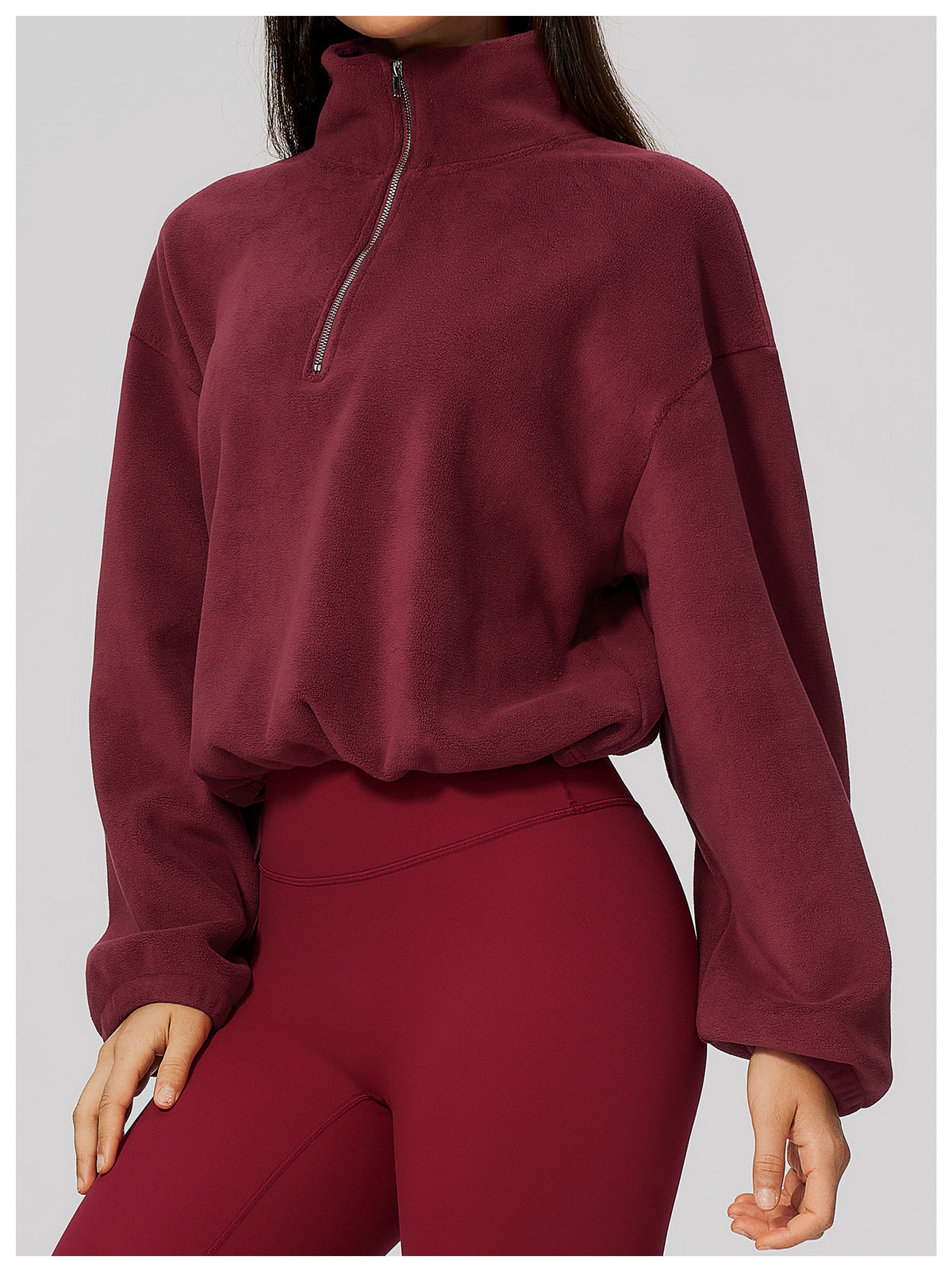 Wholesale Women’s Half-Zip Sports Top | Bulk Relaxed-Fit Color Block Sweatshirt 3619 | fouregg