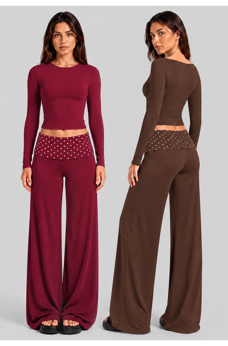 Wholesale Women’s Activewear Set | Fitted Sports Tank & Color-Block Polka Dot Workout Pants | fouregg