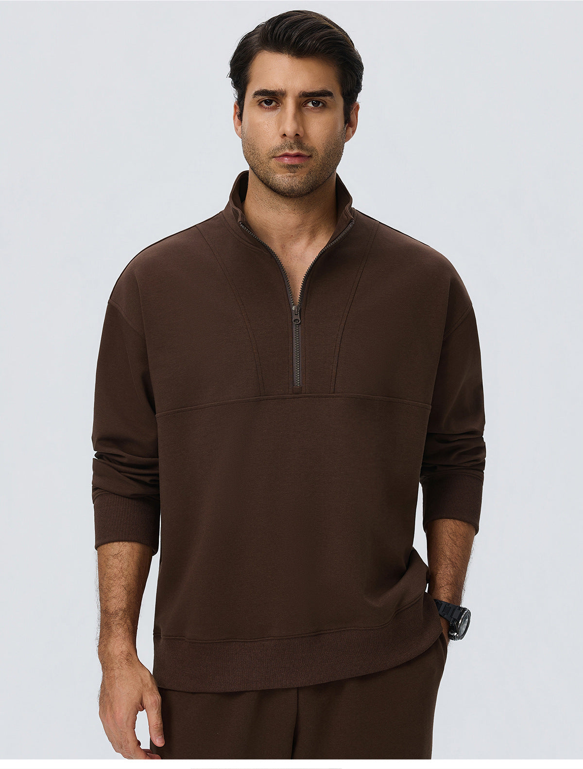 Wholesale Men’s Half-Zip Sports Pullover | Bulk Relaxed-Fit Thermal Workout Top 61531 | fouregg