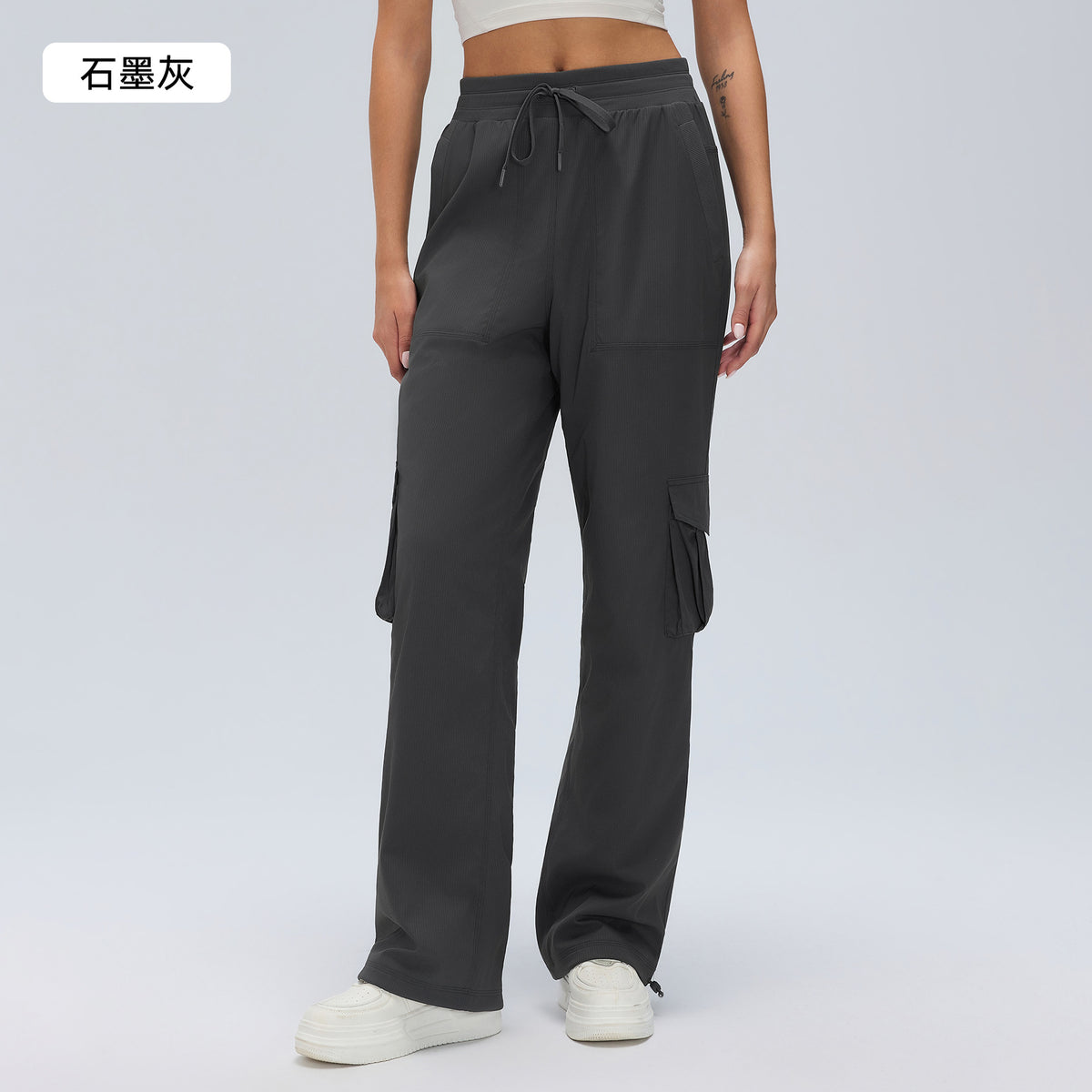 Wholesale Women’s Winter Down Cargo Pants D25001-3 | Warm Outdoor Trousers with Adjustable Cuffs | fouregg - Graphite Gray