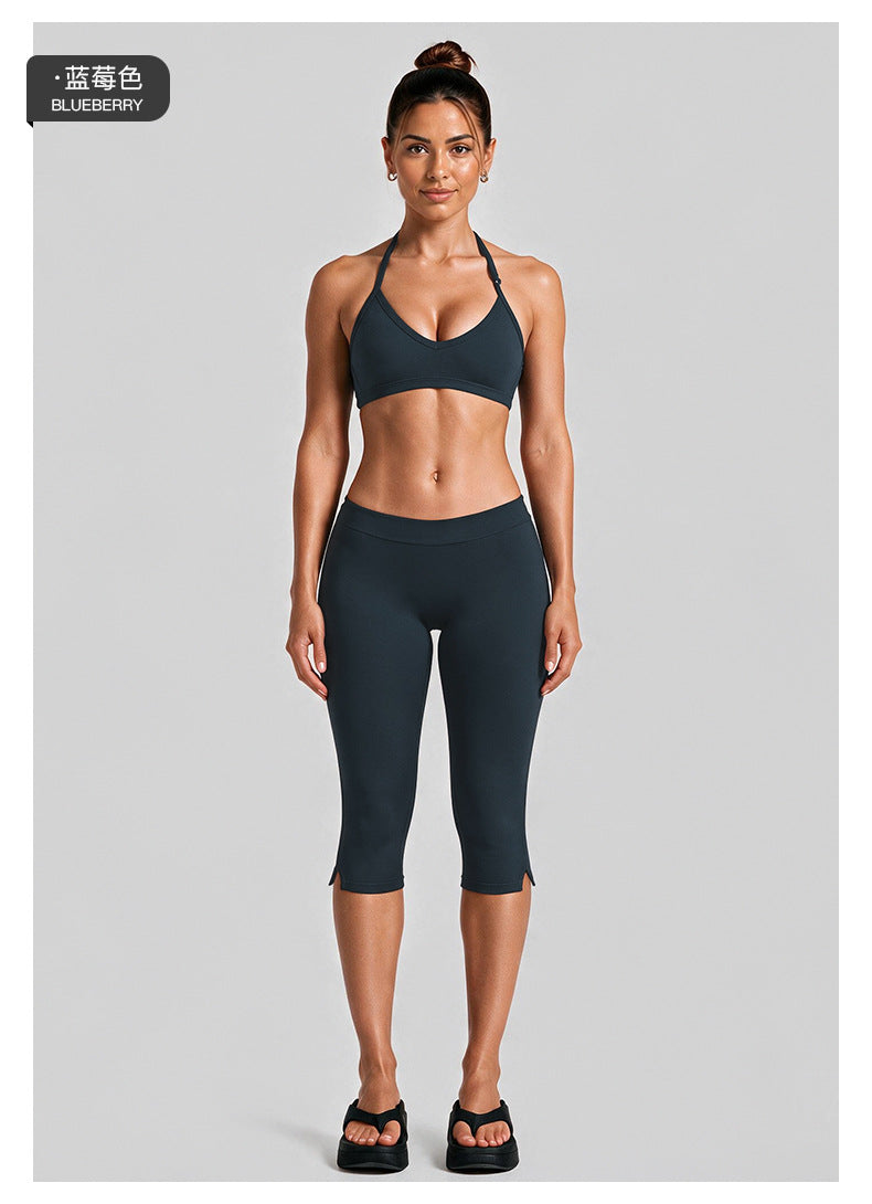 Wholesale Women’s Quick-Dry Activewear Set | Backless Halter Top & Mid-Length Workout Pants | fouregg