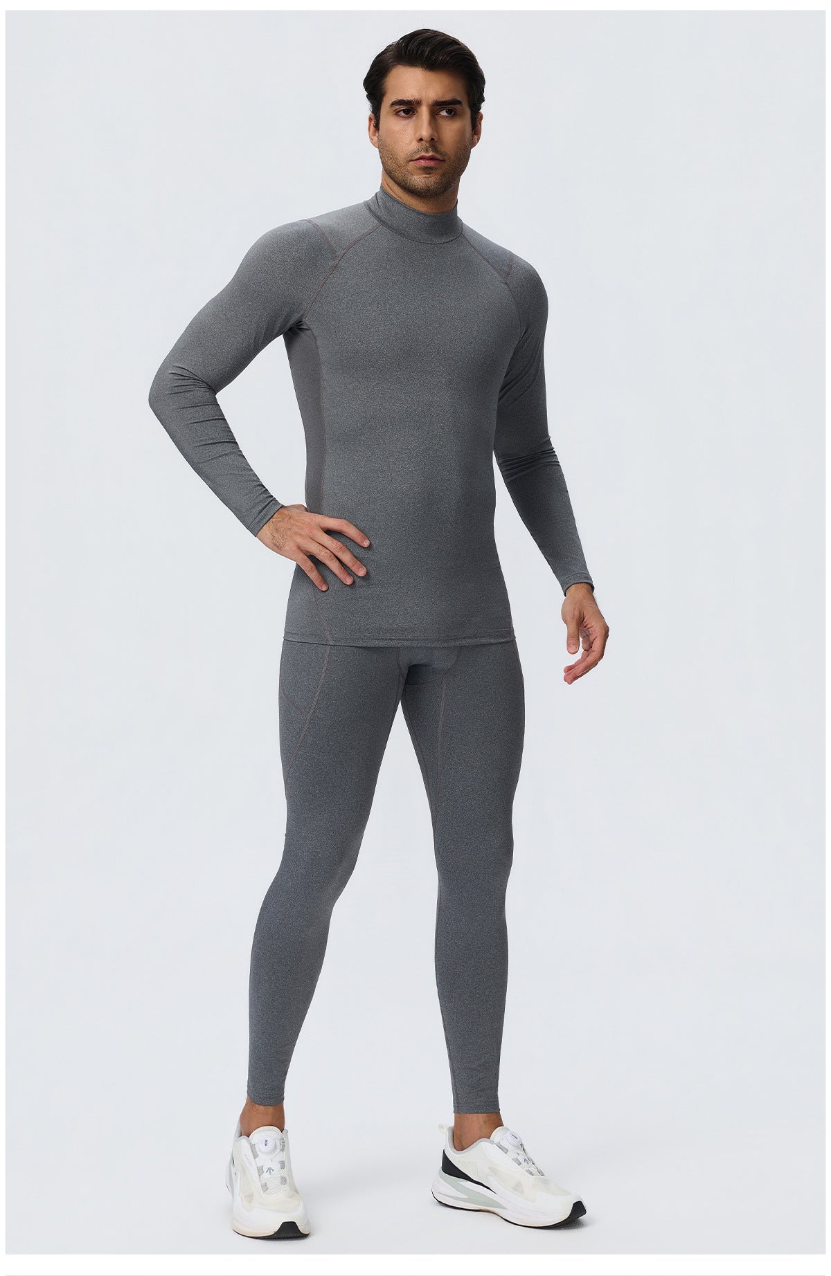 Wholesale Men’s Sculpting Workout Set | High-Stretch Long-Sleeve Shirt & Slim-Fit Gym Pants | fouregg