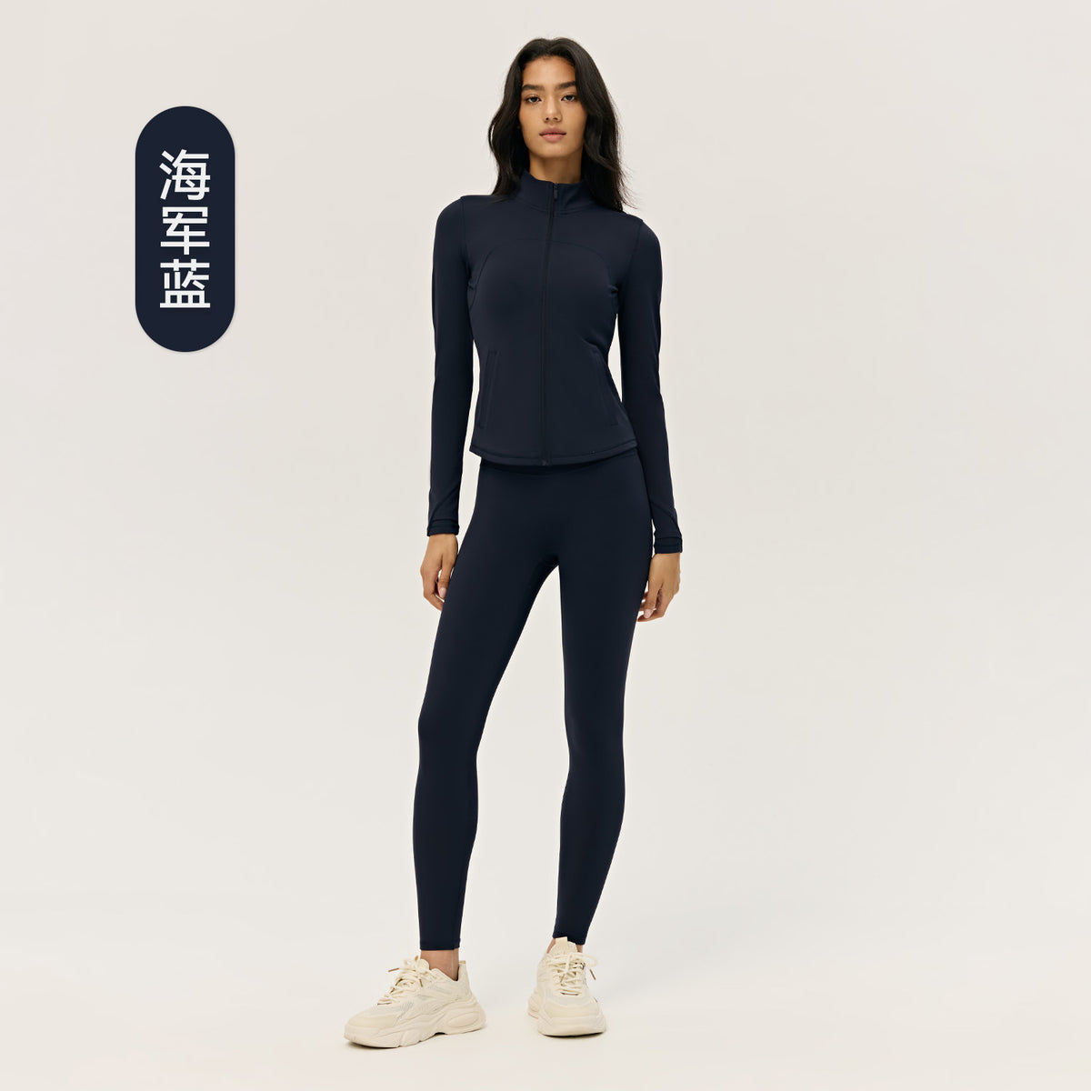 Wholesale Women’s Winter Activewear Set | Thickened Thermal Yoga Top & Leggings for Pilates | fouregg - Navy Blue