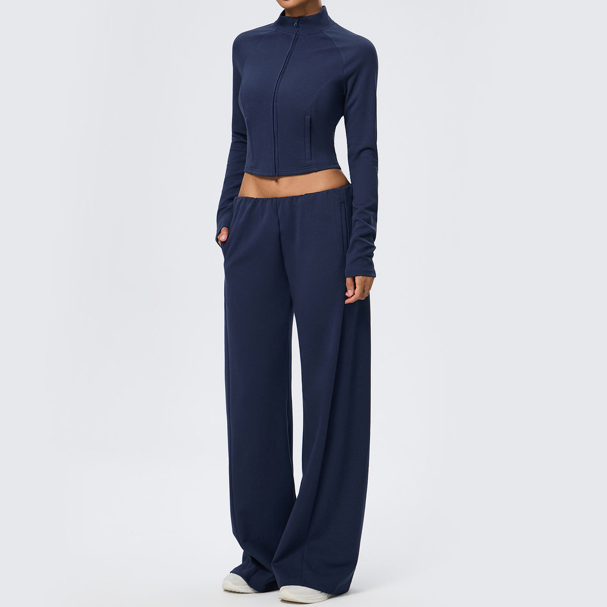 Wholesale Thermal Activewear Set | Cotton-Feel Long-Sleeve Top & Wide-Leg Trousers | fouregg