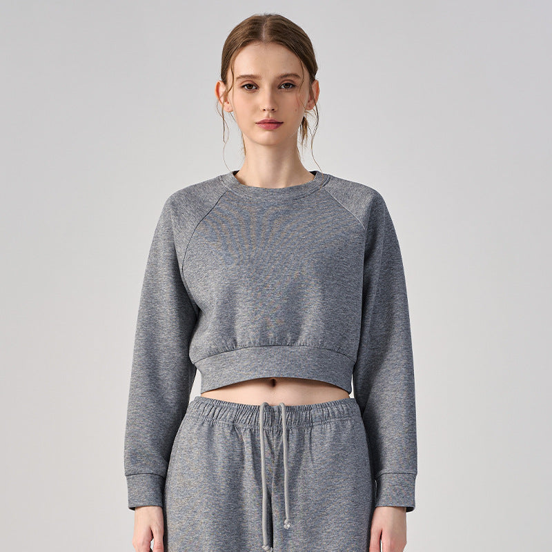 Wholesale Women’s Cropped Sweatshirt | Bulk Pilates & Outdoor Activewear | fouregg - Mid Gray