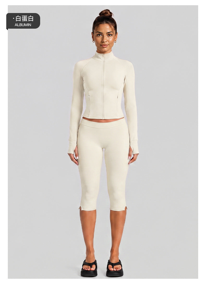 Wholesale Women’s Casual Tracksuit | Fitted Zip-Up Jacket & Versatile Outdoor Running Outfit | fouregg