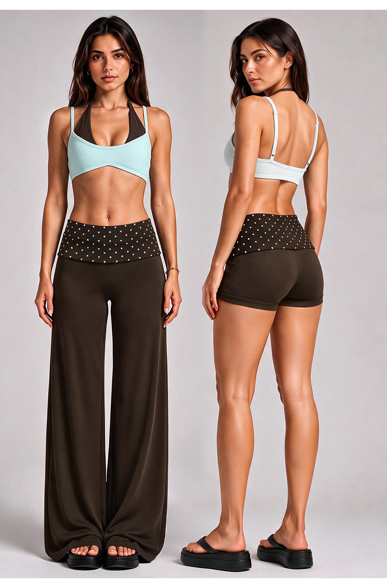 Wholesale Women’s Polka Dot Activewear Set | Backless Yoga Tank & Contrast-Trim Workout Trousers | fouregg