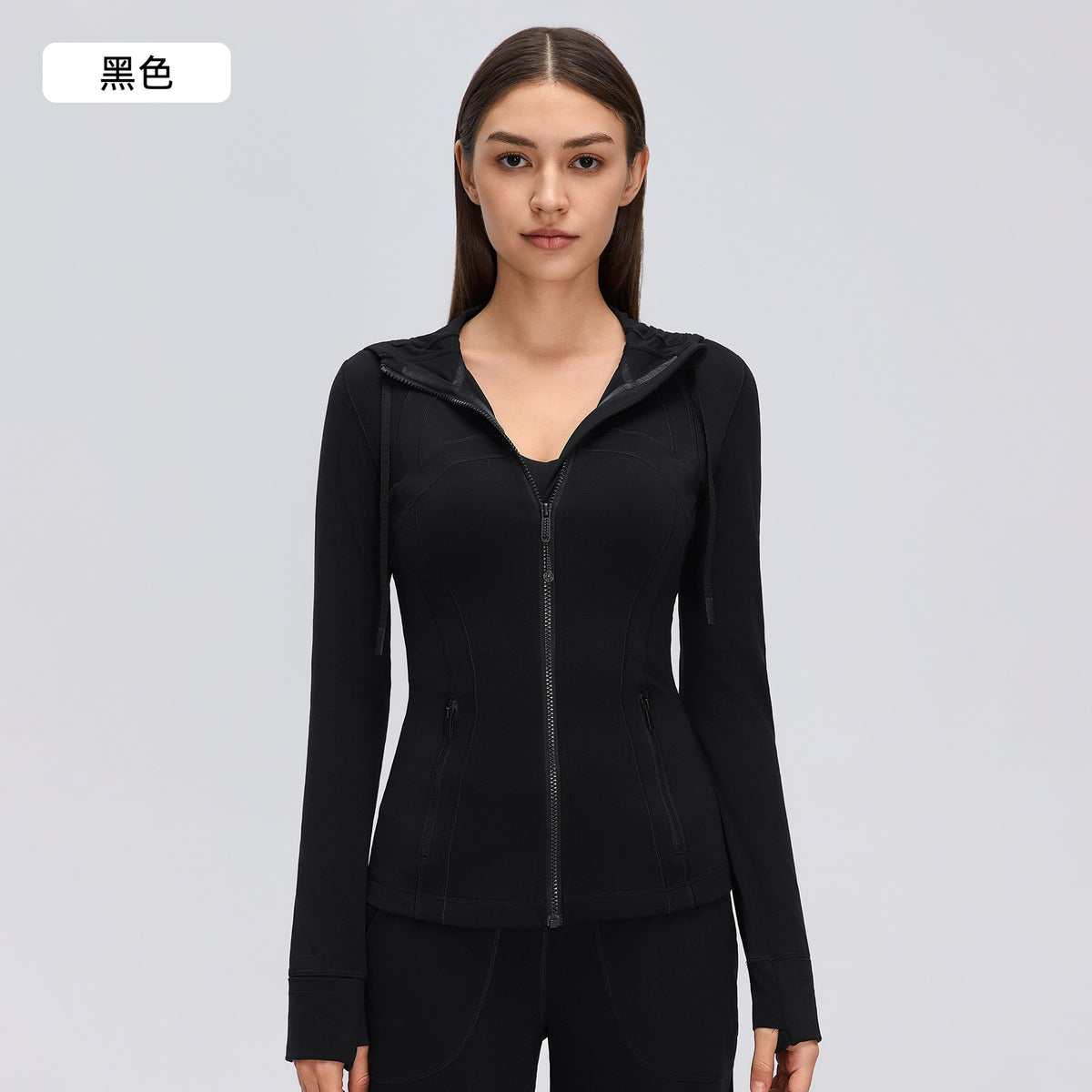 Wholesale Women’s Pilates Sports Jacket D26162 | Slimming Long-Sleeve Fitness & Yoga Outerwear | fouregg - Black