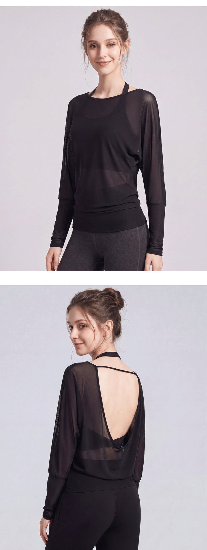Wholesale Breathable Mesh Barre Cover-Up Top | 2-Way Hip-Covering | fouregg