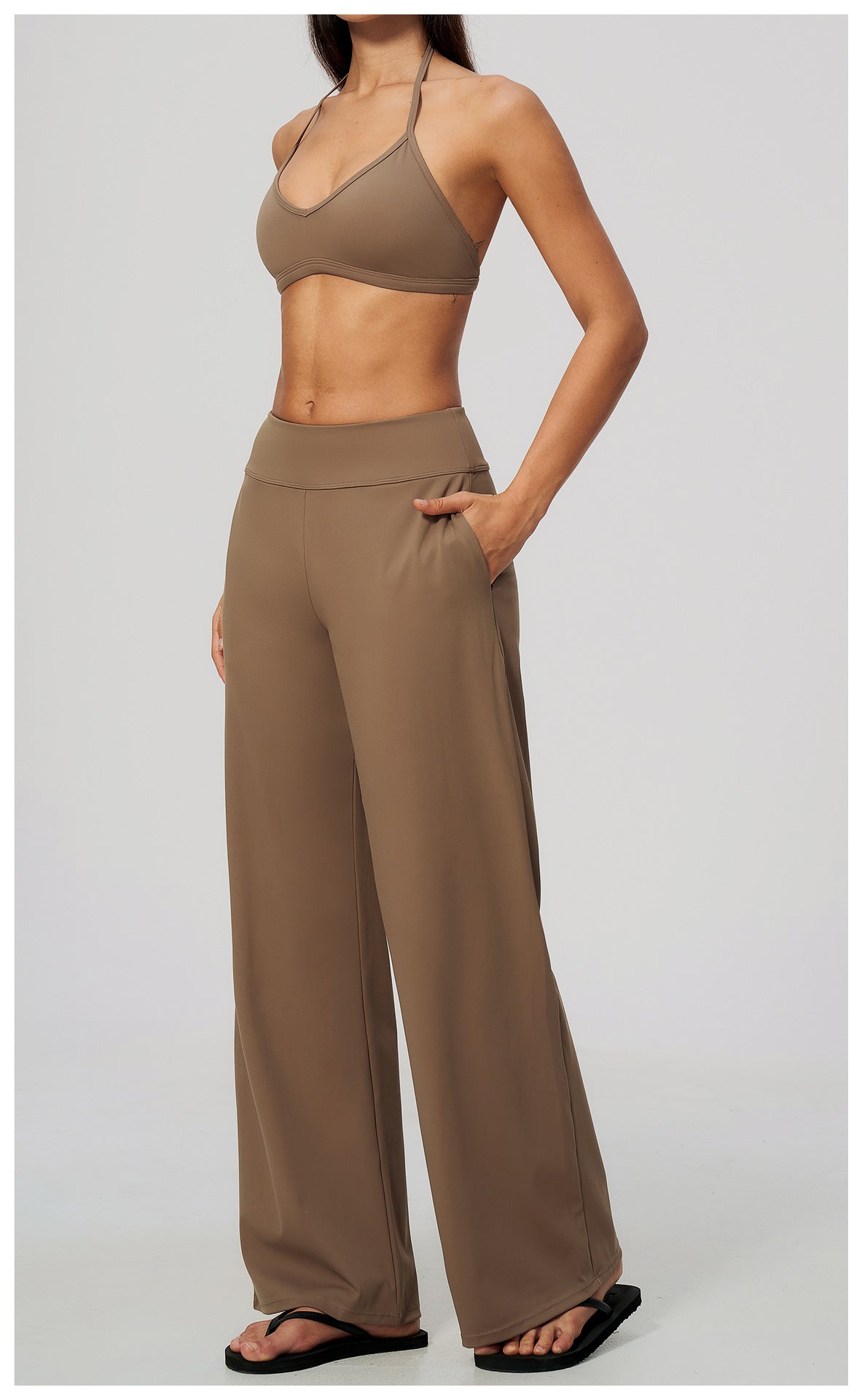 Wholesale Women’s Brushed Activewear Set | Halter Low-Rise Workout Wear 5555 | fouregg
