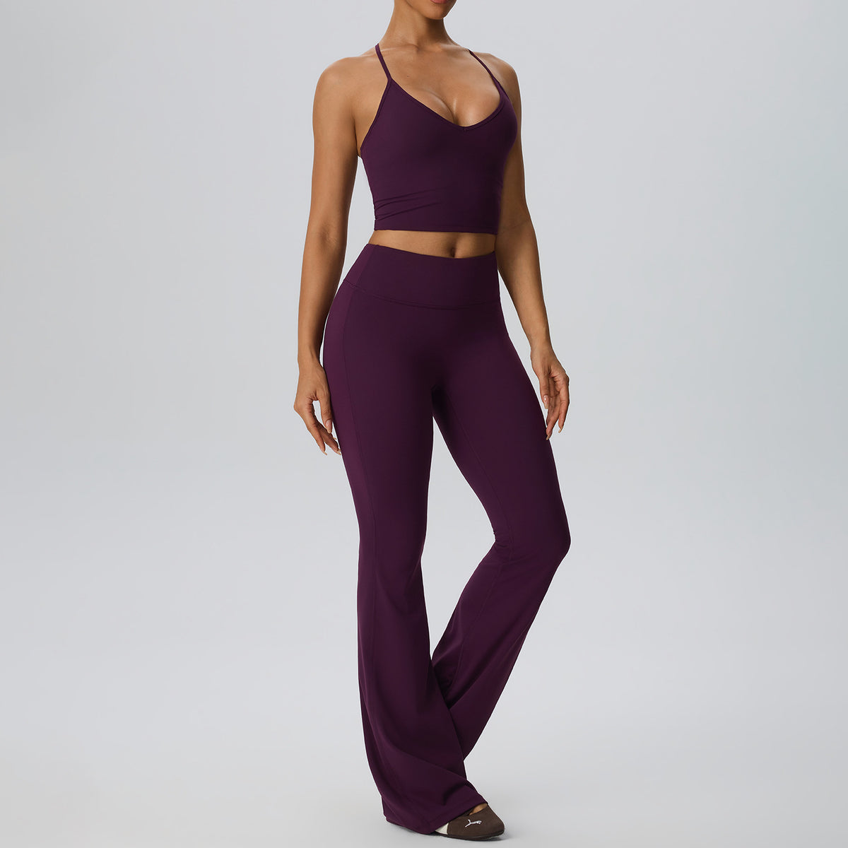 Wholesale Women’s High-Stretch Flare Yoga Pants | Bulk Sculpting Wide-Leg Activewear 62347 | fouregg