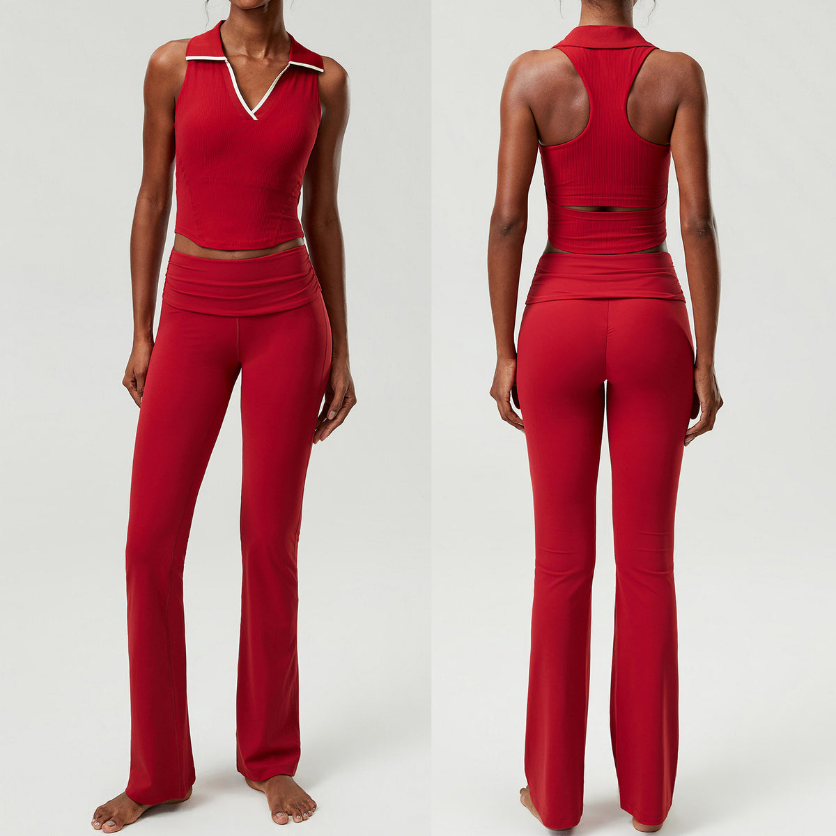 Wholesale Plus Size Women’s 2-Piece Set | Nude-Feel Fitness Wear | fouregg - Ankara Red