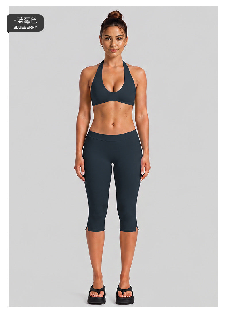 Wholesale Women’s Activewear Set | Halter Workout Top & Capri Pants for Running, Cycling & Pilates | fouregg