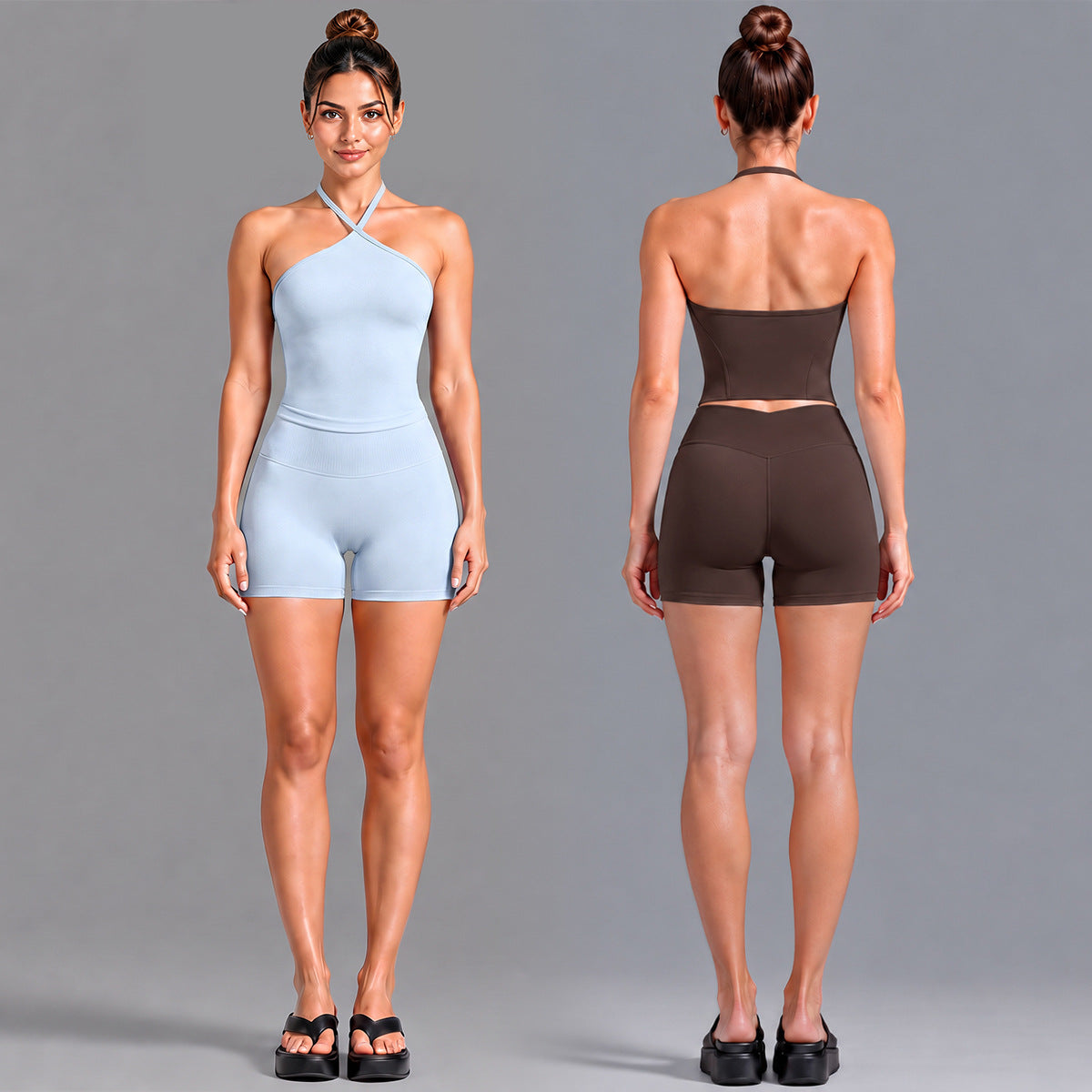 Wholesale Women’s Activewear Set | Contrast Stripe Workout Top & Casual Fitness Leggings | fouregg