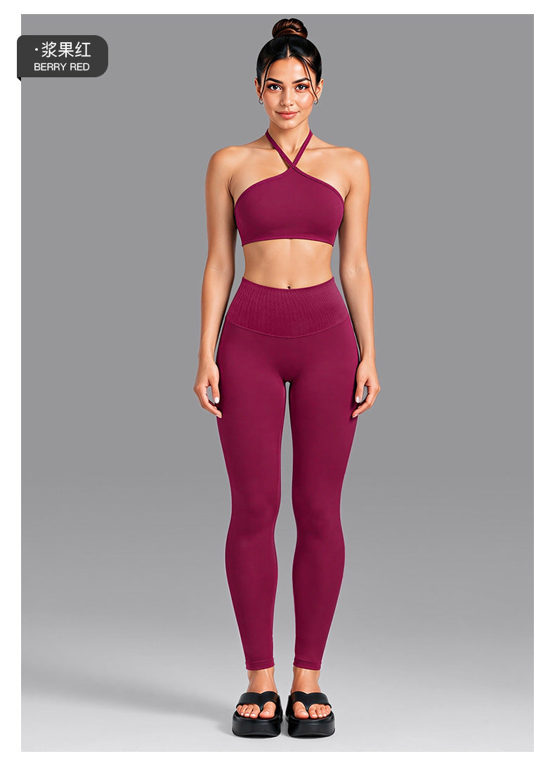 Wholesale Women’s Activewear Set | Contrast Stripe Workout Top & Casual Fitness Leggings | fouregg