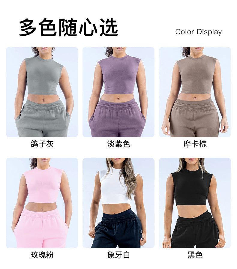 Wholesale Women’s Activewear Top | Quick-Dry Wide-Shoulder Crop Tank for Pilates & Training | fouregg