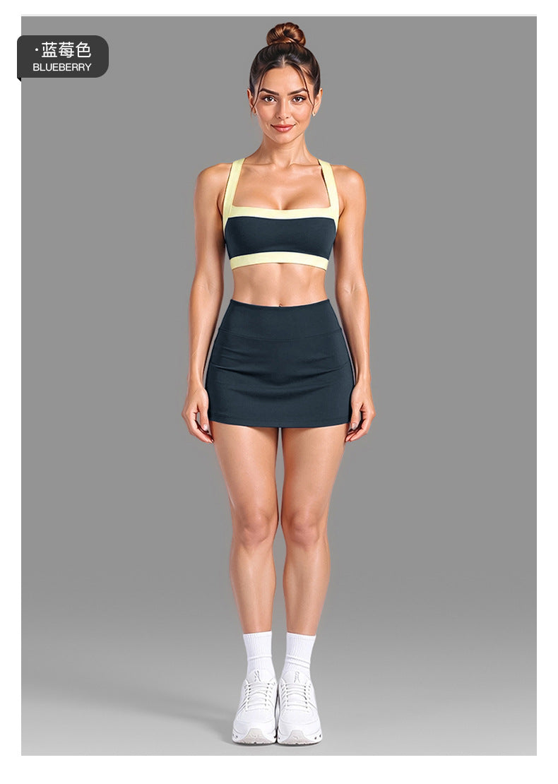 Wholesale Women’s Activewear Set | Color-Block Workout Bra & Low-Waisted Casual Fitness Pants | fouregg