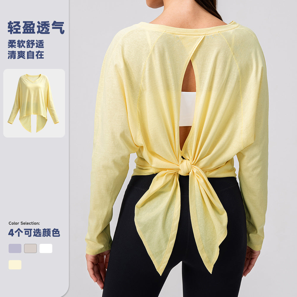 Wholesale Women’s Long-Sleeve Workout Shirt | Bulk Soft-Touch Running & Yoga Top | fouregg