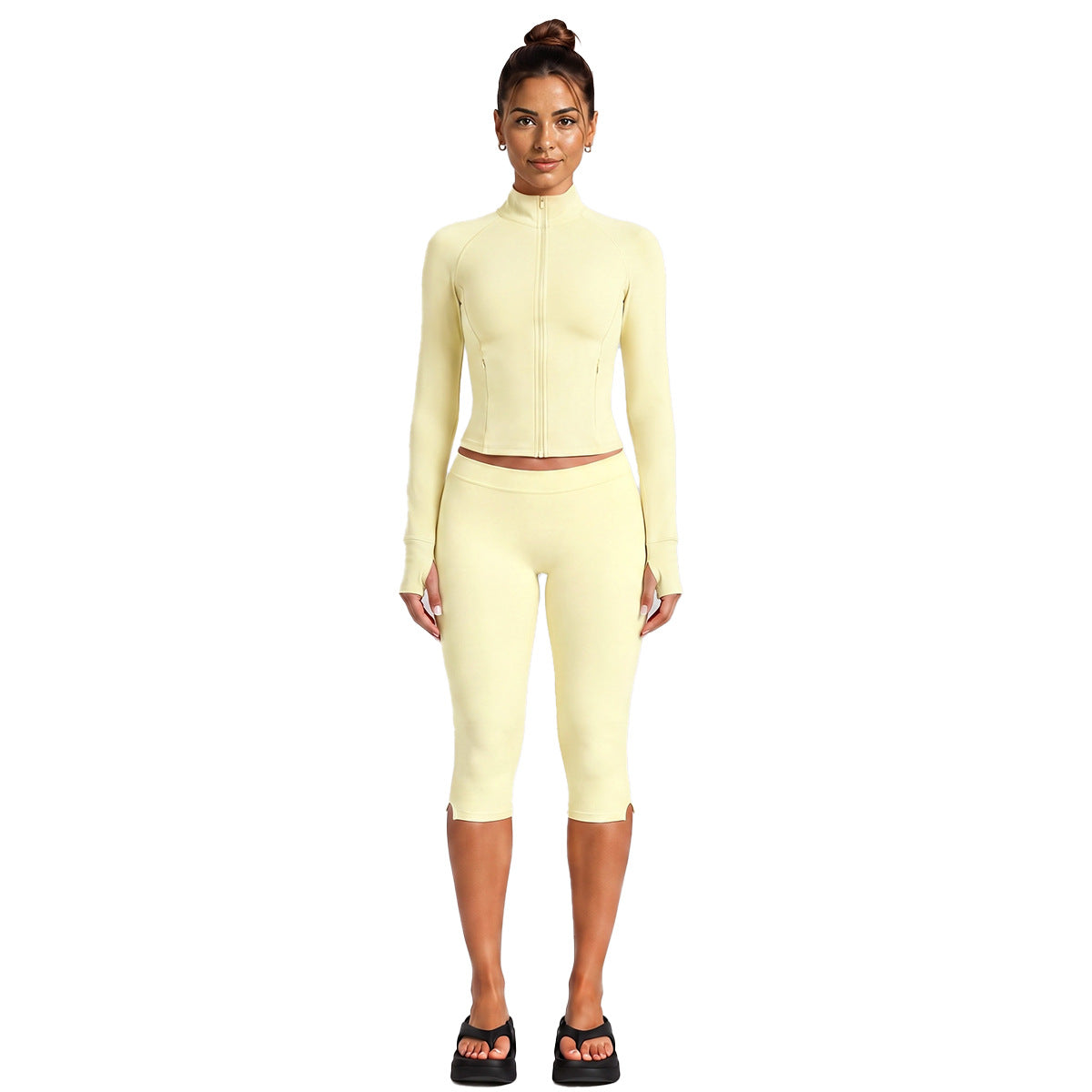 Wholesale Women’s Casual Tracksuit | Fitted Zip-Up Jacket & Versatile Outdoor Running Outfit | fouregg