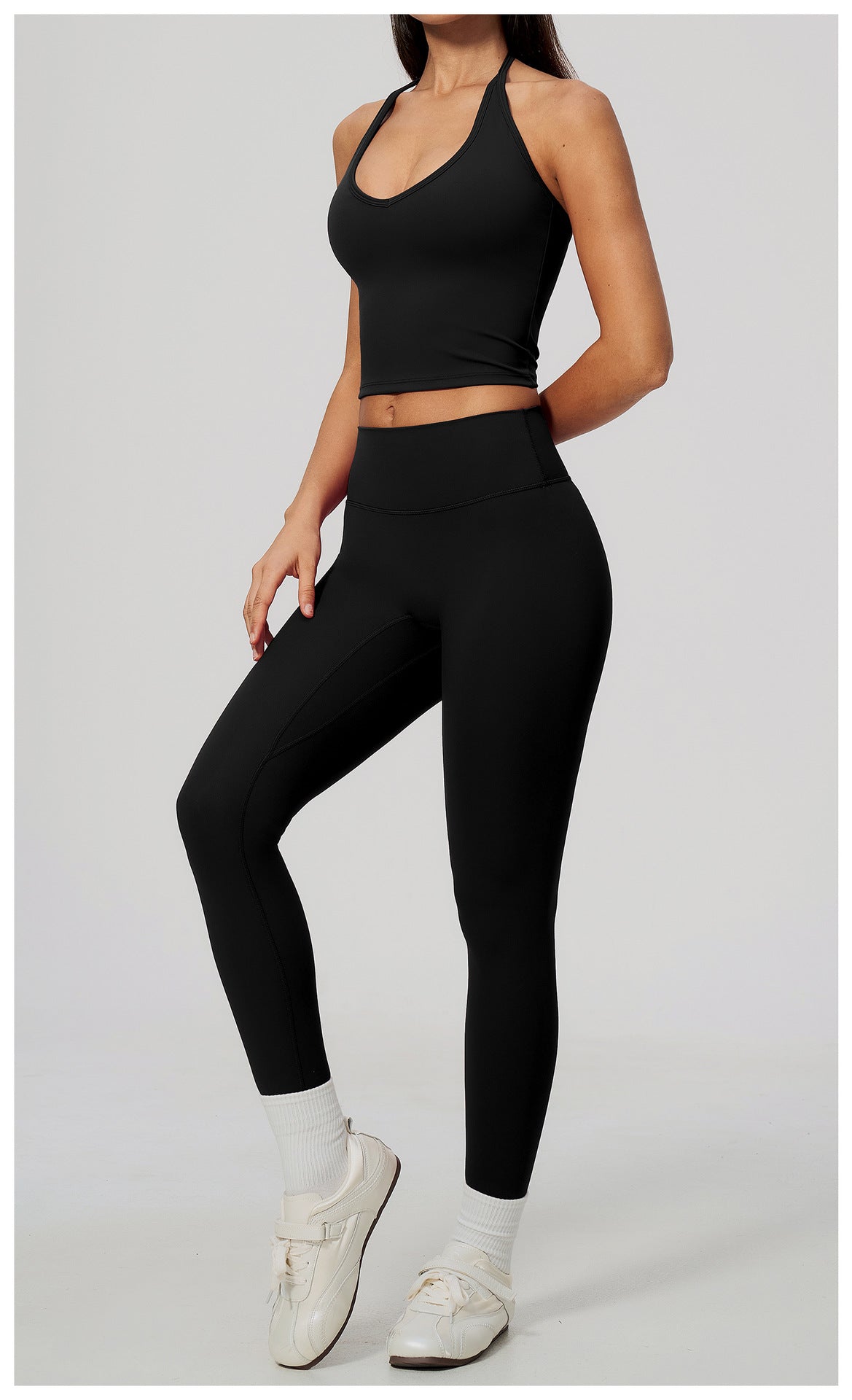 Wholesale Women’s Quick-Dry Activewear Set 5529 | Halter Tank & Sculpting Yoga Pants | fouregg