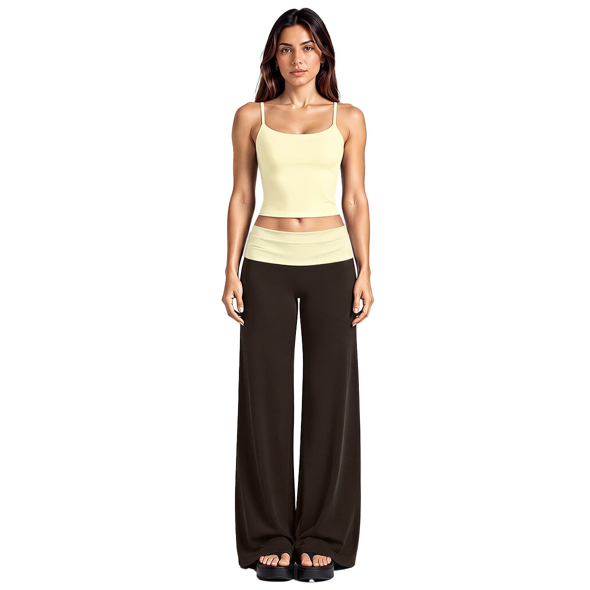 Wholesale Women’s Activewear Set | Backless Sports Tank & Color-Block High-Waisted Yoga Leggings | fouregg