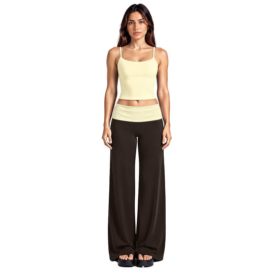 Wholesale Women’s Activewear Set | Backless Sports Tank & Color-Block High-Waisted Yoga Leggings | fouregg