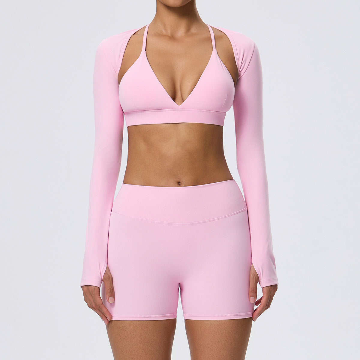 Wholesale Women’s Double-Brushed Activewear Set | Bulk 3-Piece Yoga & Running Outfit | fouregg - Hawthorn Pink