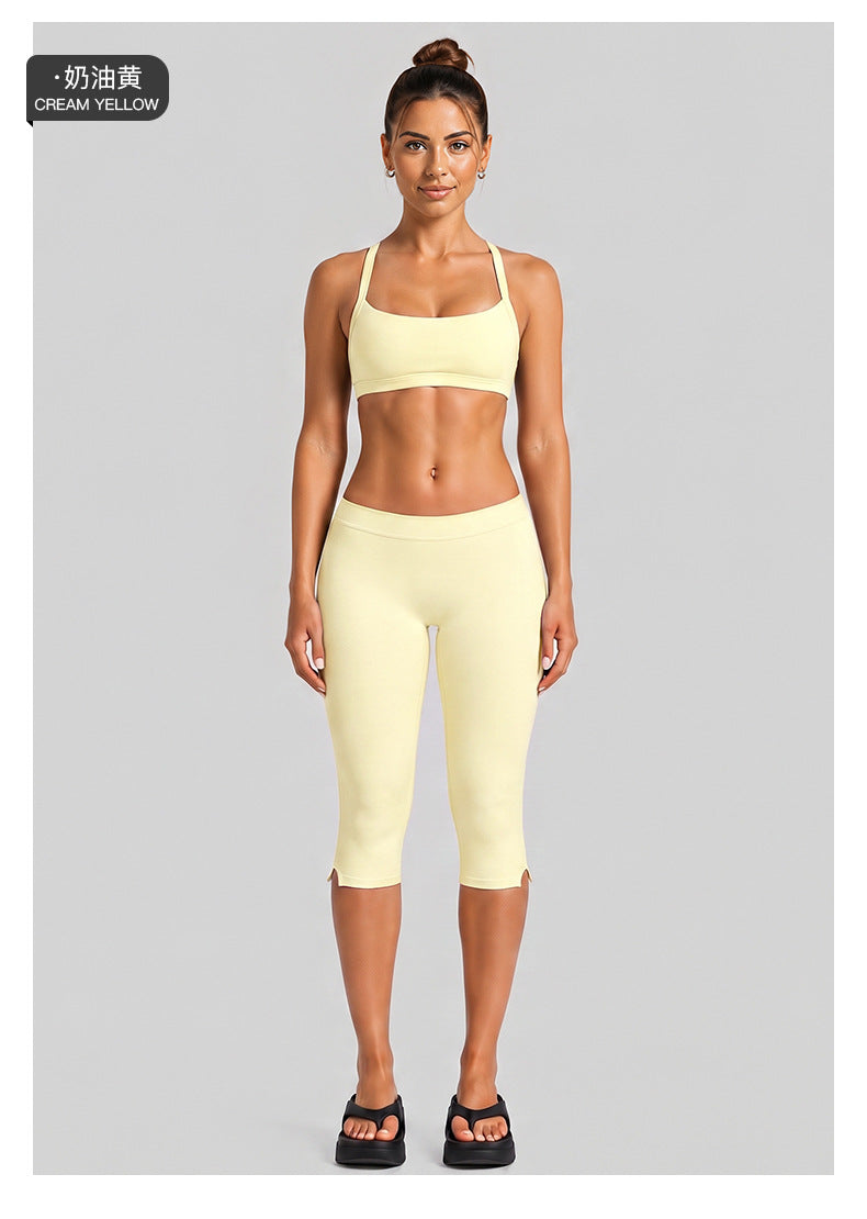 Wholesale Women’s Activewear Set | Quick-Dry Halter Bra & Low-Waist Cycling Shorts | fouregg