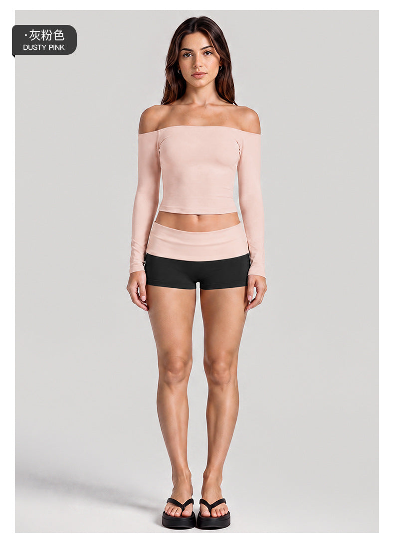Wholesale Women’s Activewear Set | One-Shoulder Long Sleeve Top & High-Waisted Casual Yoga Pants | fouregg