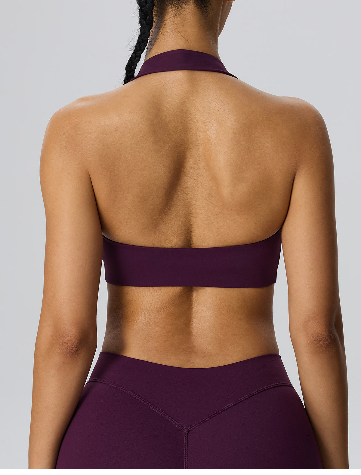 Wholesale Women’s Double-Brushed Sports Bra | Bulk Open-Back Halter Fitness Top 62768 | fouregg